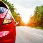 driving car on road